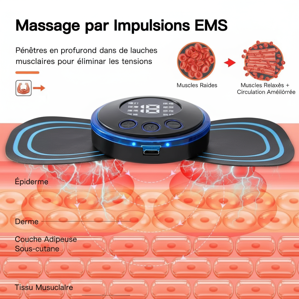 Infographie professionnelle - Massage EMS et bienfaits musculaires