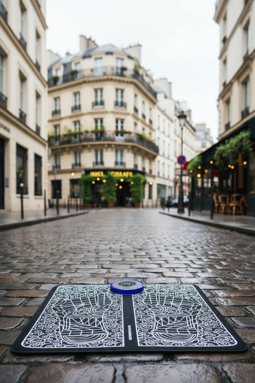 Tapis de massage TheZen dans les rues de Paris format portrait